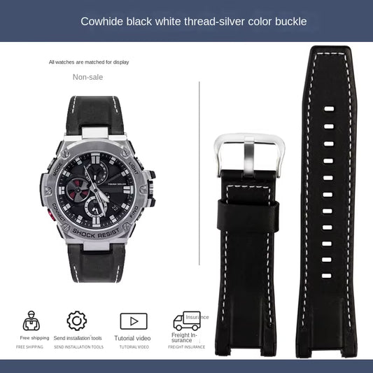 For Casio Gst-S130/S110/S120/W130L/B100/W300 Strap Belt Genuine Leather Nylon Men'S Watch Band Replacement Bracelet Accessories