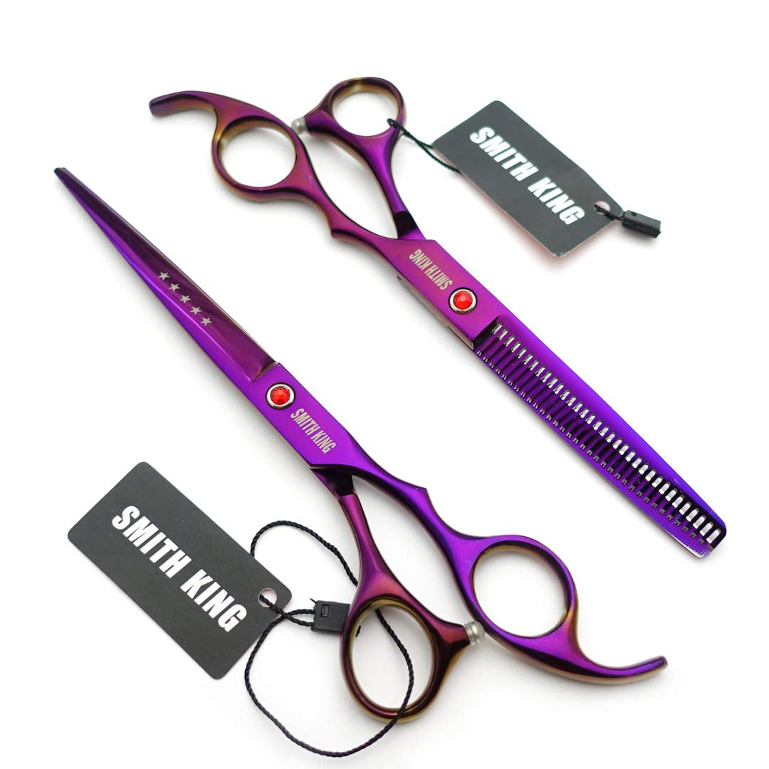 7.0 Inches Professional Hair Cutting Thinning Scissors Set with Razor (Violet)